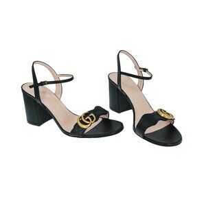 Gucci GG Marmont Leather Mid-heel Sandals
